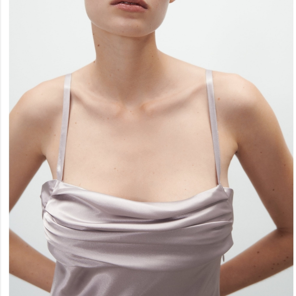 Zara * Satin Cut Out Slip Midi Dress Size M - Picture 9 of 15